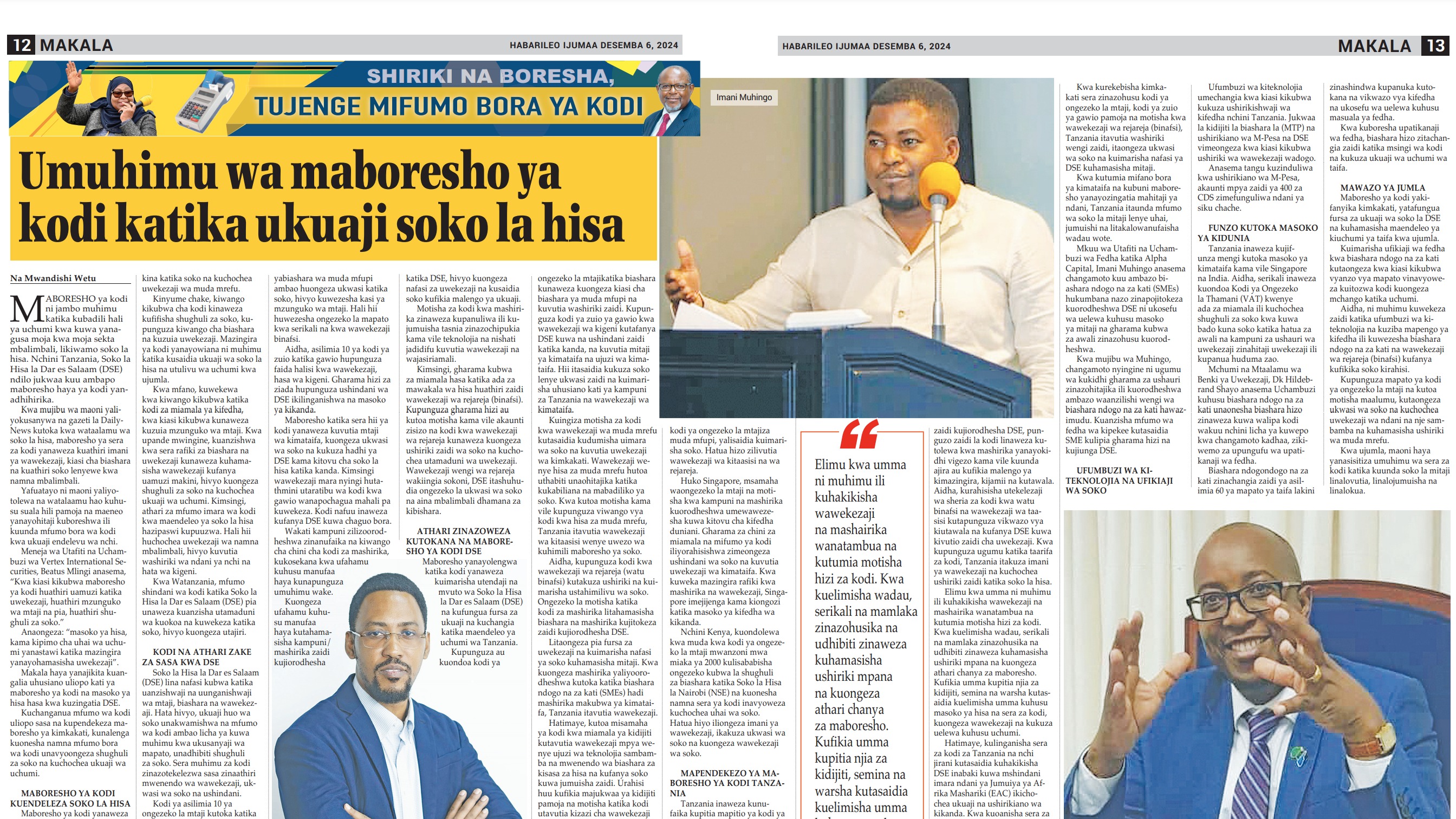 Umuhimu wa maboresho ya kodi katika ukuaji soko la hisa